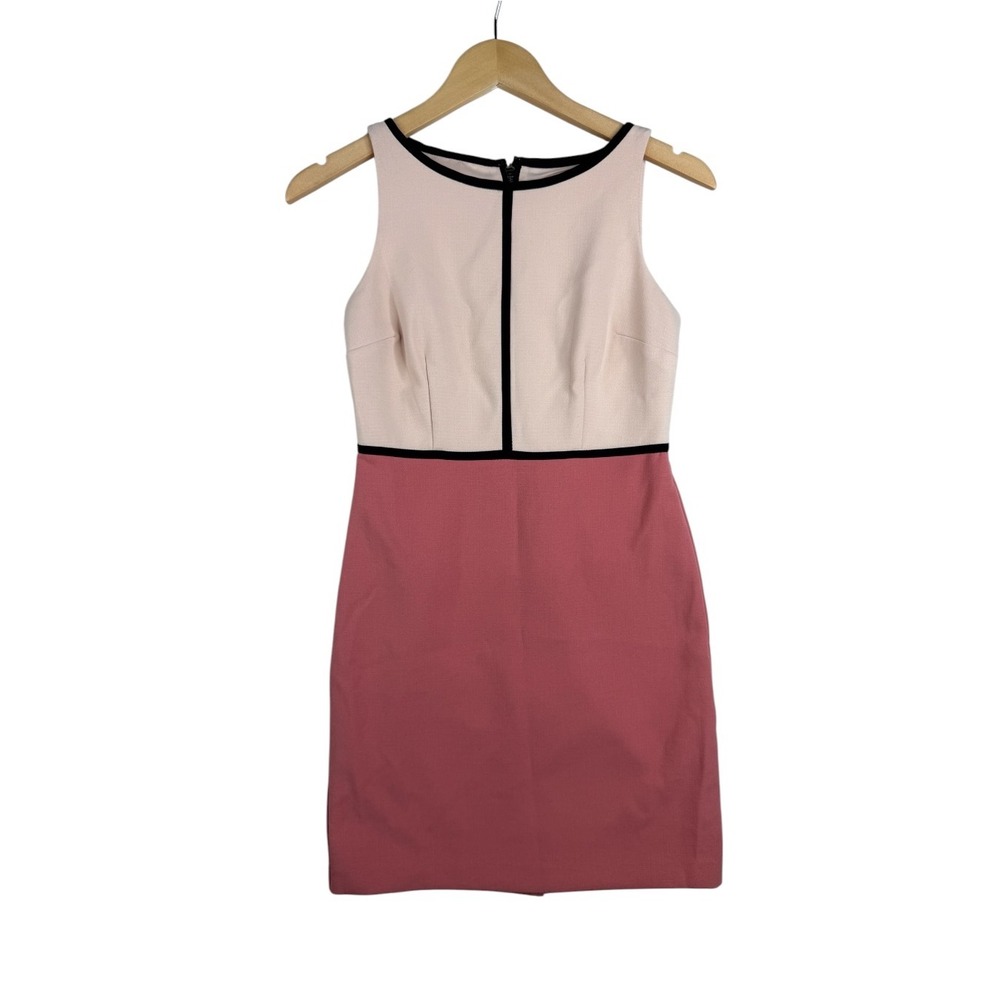 Ann Taylor LOFT Colorblock Sleeveless Sheath Dress size 0 Petite Cream/Rose